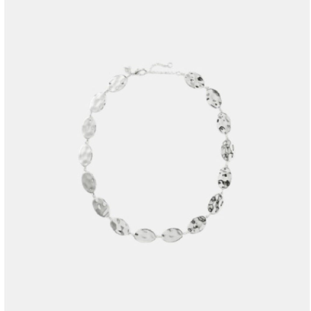 Ann Taylor textured metal disc Silver Necklace - Picture 5 of 15